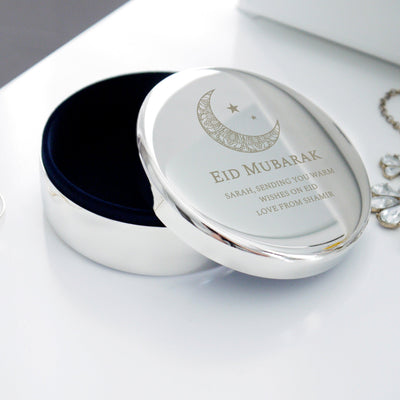 Personalised Eid Round Nickel Plated Trinket Box - Shop Personalised Gifts