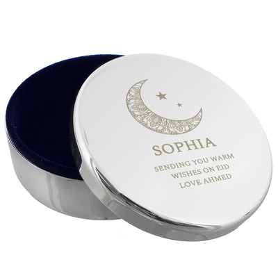 Personalised Eid Round Nickel Plated Trinket Box - Shop Personalised Gifts