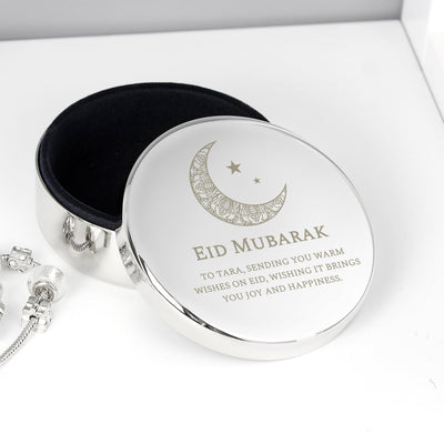 Personalised Eid Round Nickel Plated Trinket Box - Shop Personalised Gifts