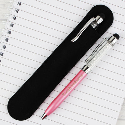 Personalised Diamante Elements Pink Pen & Pouch Set - Shop Personalised Gifts