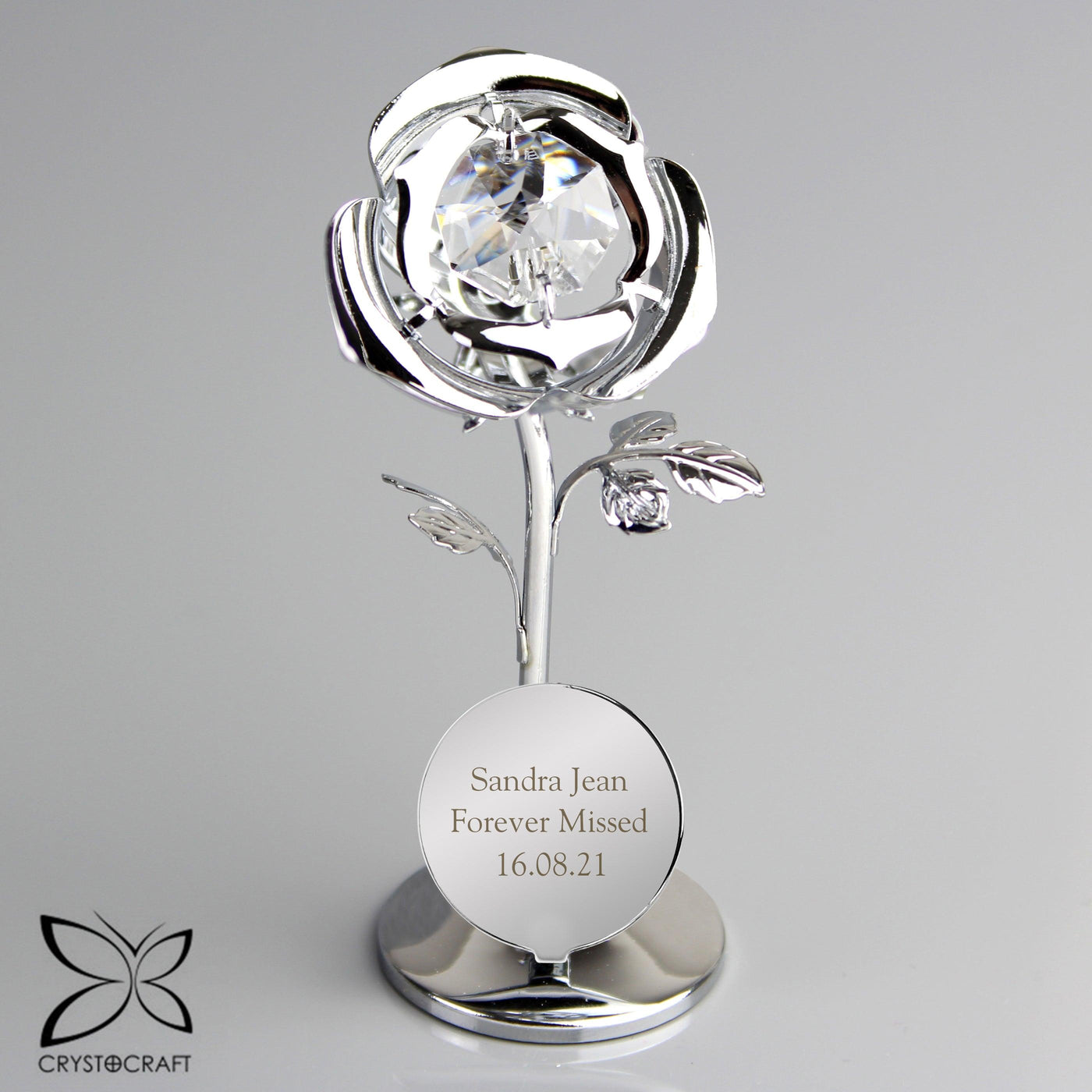 Personalised Crystocraft Rose Silver Plated Ornament - Shop Personalised Gifts