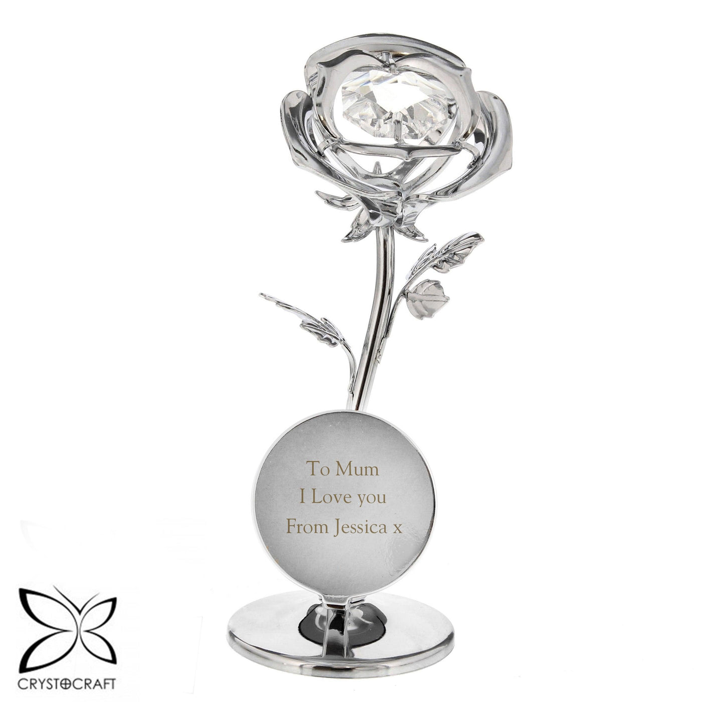 Personalised Crystocraft Rose Silver Plated Ornament - Shop Personalised Gifts