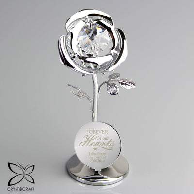 Personalised Forever in Our Hearts Crystocraft Silver Plated Rose Ornament - Shop Personalised Gifts