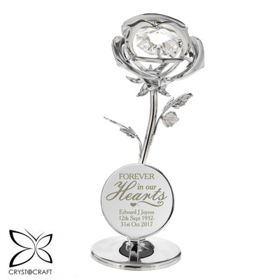 Personalised Forever in Our Hearts Crystocraft Silver Plated Rose Ornament - Shop Personalised Gifts