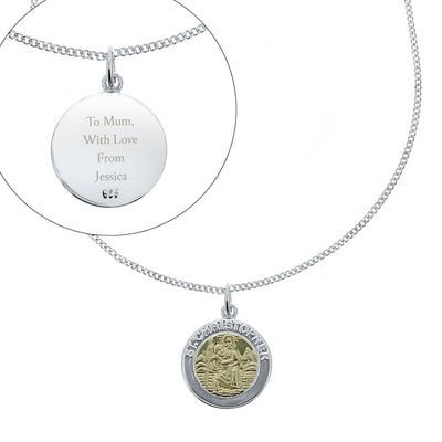 Personalised Sterling Silver & 9ct Gold St. Christopher Necklace - Shop Personalised Gifts