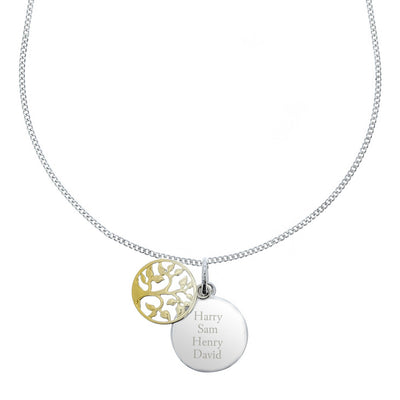 Personalised Sterling Silver & 9ct Gold Family Tree Of Life Necklace - Shop Personalised Gifts