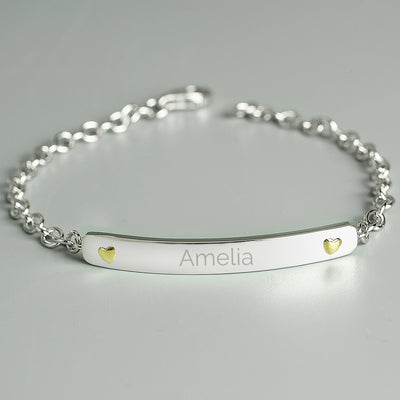 Personalised Sterling Silver and 9ct Gold Bar Bracelet - Shop Personalised Gifts