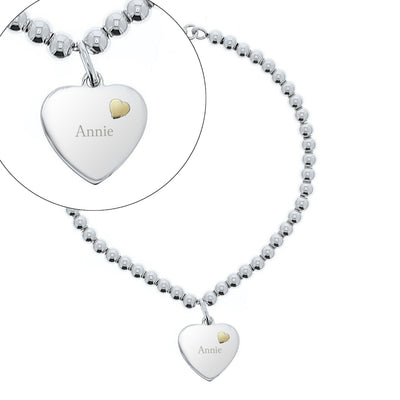 Personalised Sterling Silver and 9ct Gold Heart Bracelet - Shop Personalised Gifts