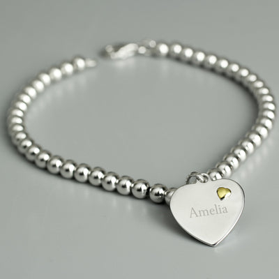 Personalised Sterling Silver and 9ct Gold Heart Bracelet - Shop Personalised Gifts