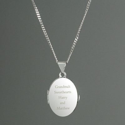 Personalised Sterling Silver Oval Message Locket Necklace - Shop Personalised Gifts