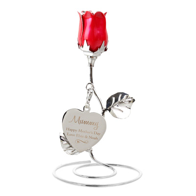 Personalised Swirls & Hearts Red Rose Bud Ornament - Shop Personalised Gifts