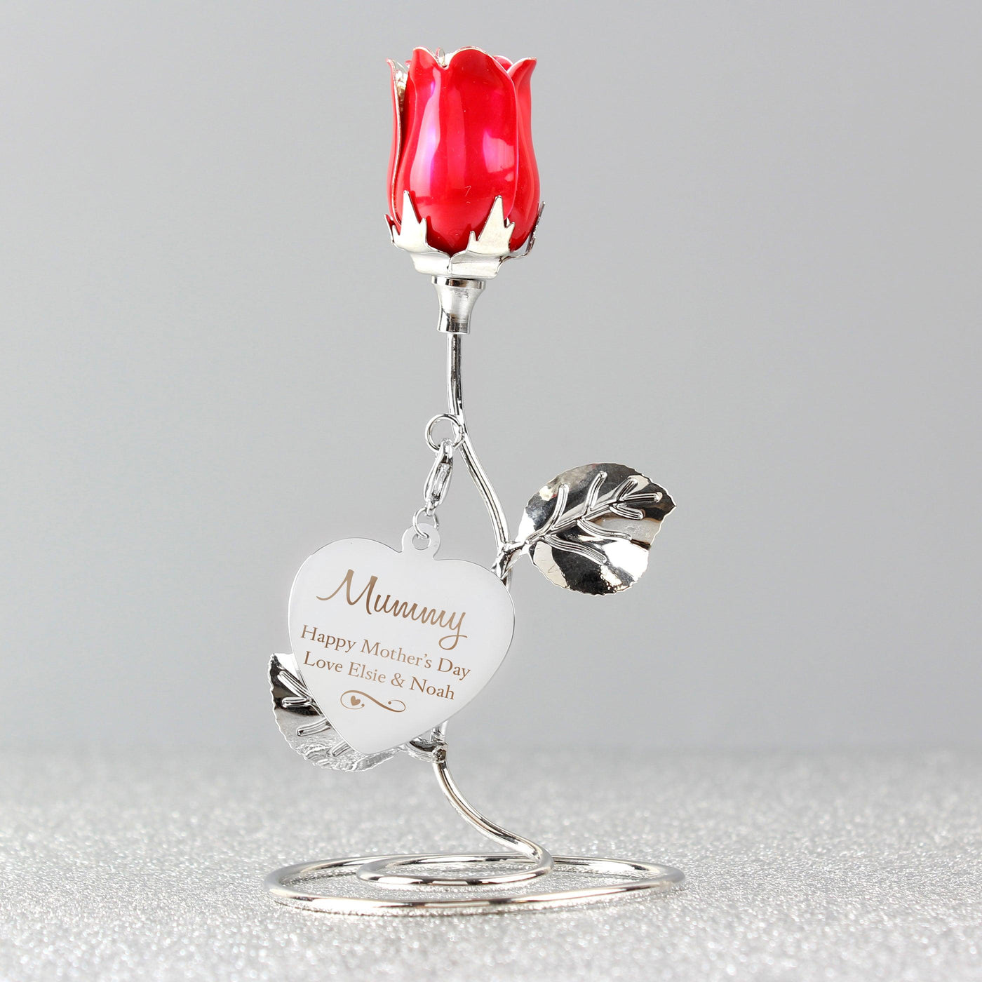 Personalised Swirls & Hearts Red Rose Bud Ornament - Shop Personalised Gifts