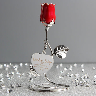 Personalised Swirls & Hearts Red Rose Bud Ornament - Shop Personalised Gifts