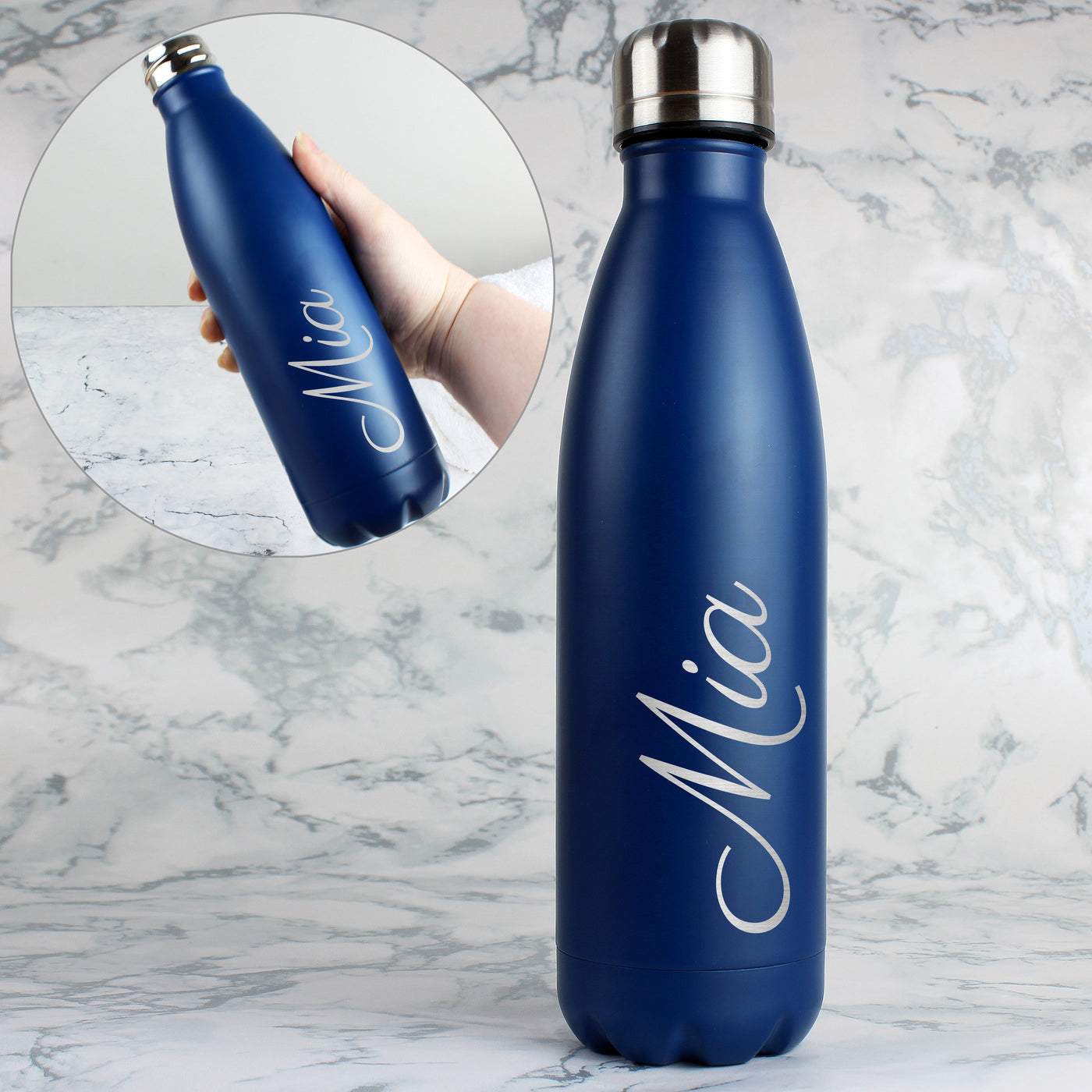 Personalised Blue Metal Insulated Drinks Bottle - Shop Personalised Gifts