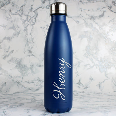 Personalised Blue Metal Insulated Drinks Bottle - Shop Personalised Gifts