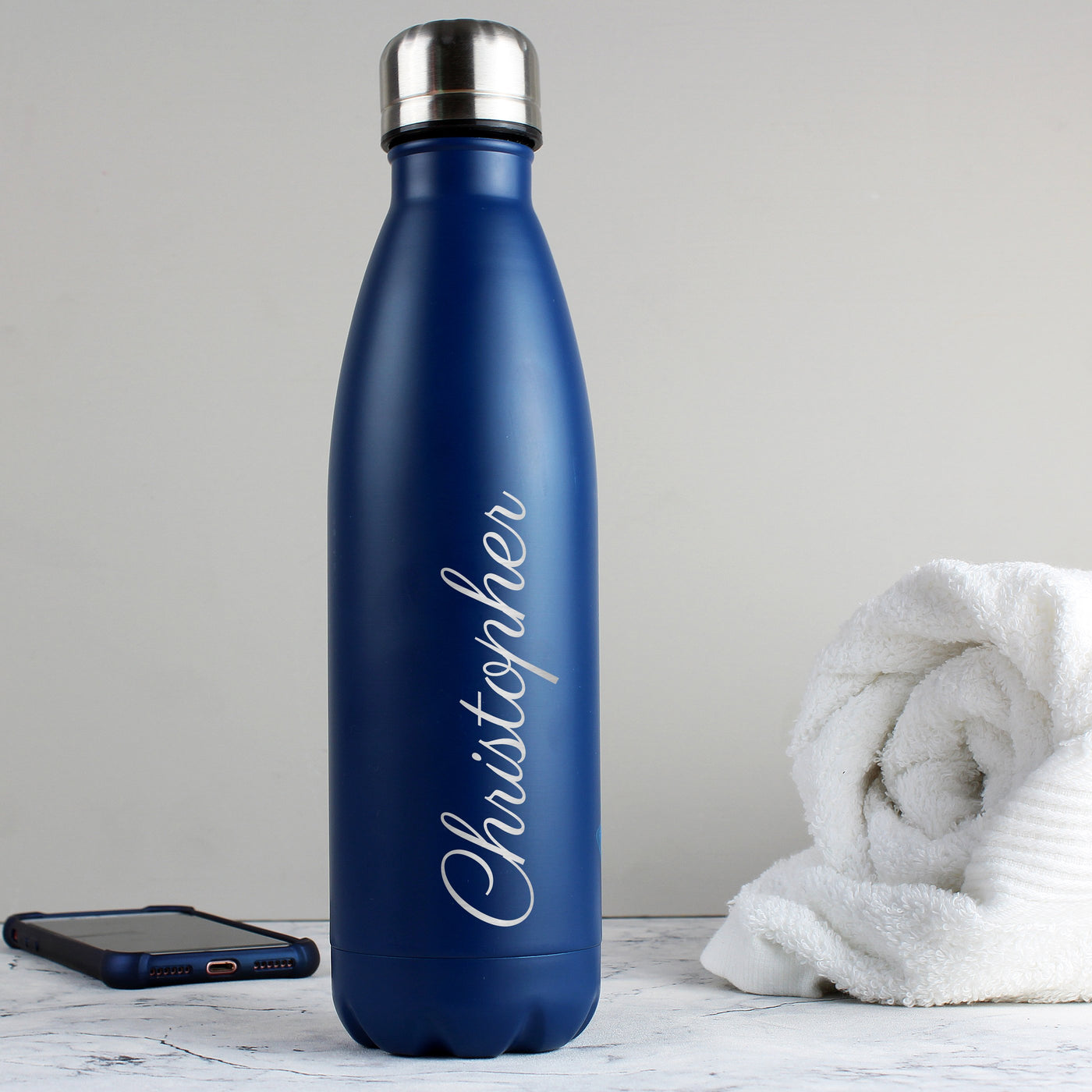 Personalised Blue Metal Insulated Drinks Bottle - Shop Personalised Gifts