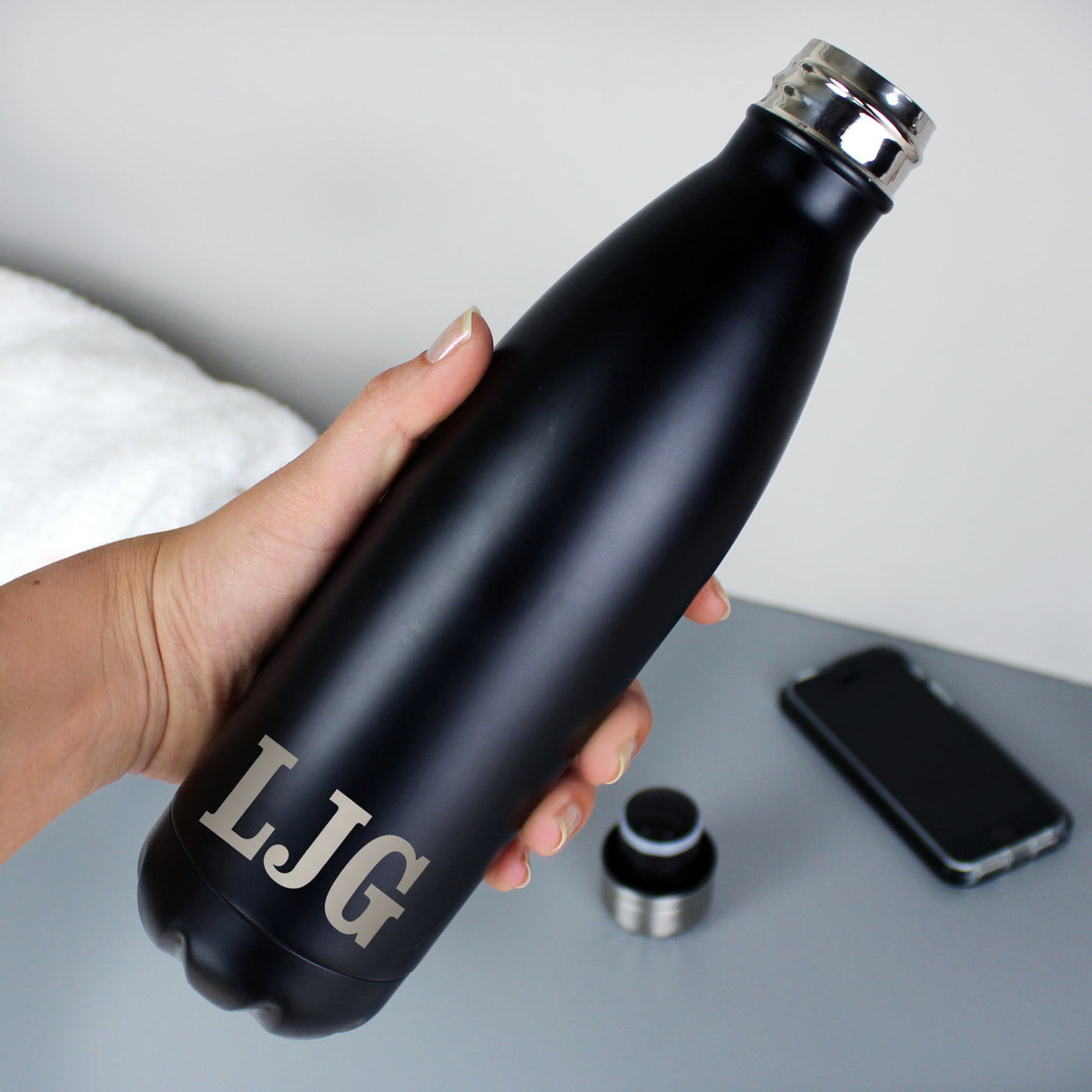 Personalised Initials Black Metal Insulated Drinks Bottle - Shop Personalised Gifts