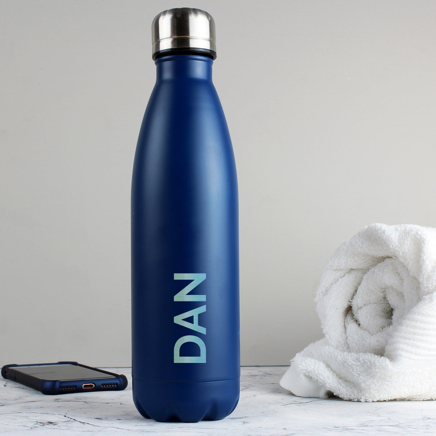 Personalised Bold Name Blue Metal Insulated Drinks Bottle - Shop Personalised Gifts