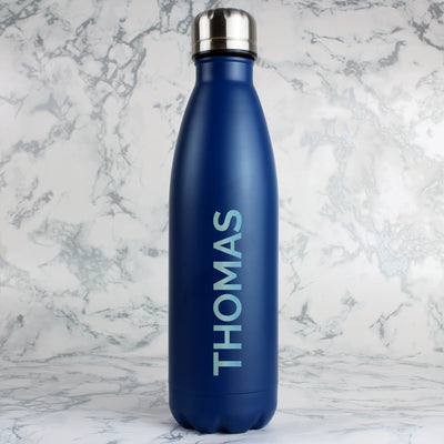 Personalised Bold Name Blue Metal Insulated Drinks Bottle - Shop Personalised Gifts