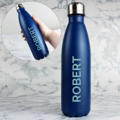 Personalised Bold Name Blue Metal Insulated Drinks Bottle - Shop Personalised Gifts