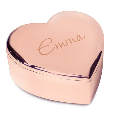 Personalised Name Only Rose Gold Heart Nickel Plated Trinket Box - Shop Personalised Gifts