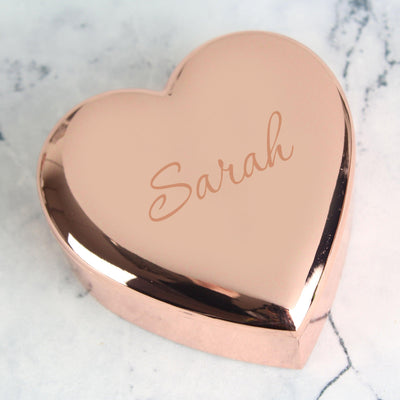 Personalised Name Only Rose Gold Heart Nickel Plated Trinket Box - Shop Personalised Gifts