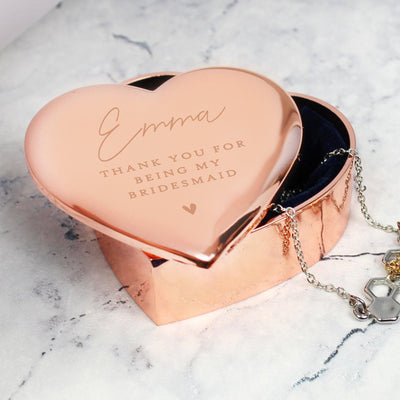 Personalised Free Text Rose Gold Heart Nickel Plated Trinket Box - Shop Personalised Gifts