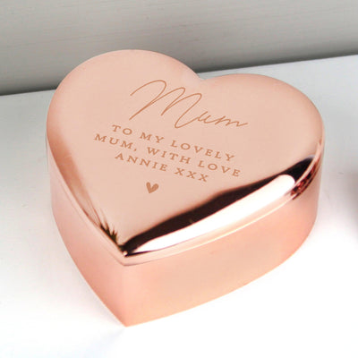 Personalised Free Text Rose Gold Heart Nickel Plated Trinket Box - Shop Personalised Gifts