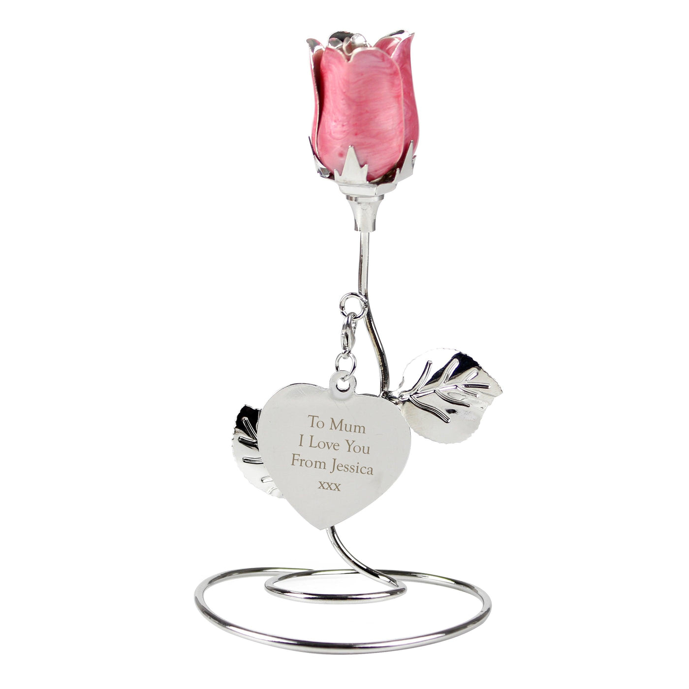 Personalised Free Text Pink Rose Bud Ornament - Shop Personalised Gifts