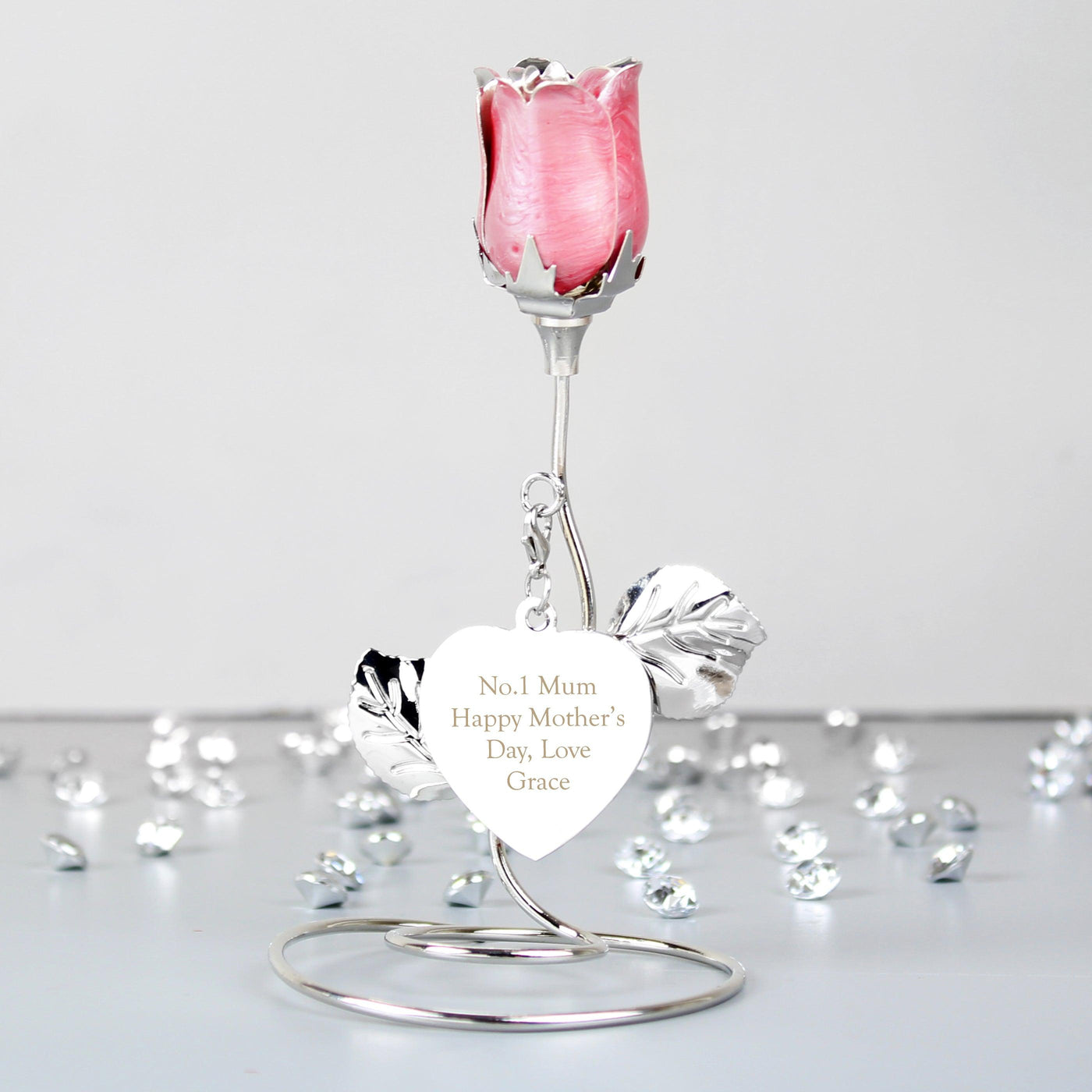 Personalised Free Text Pink Rose Bud Ornament - Shop Personalised Gifts
