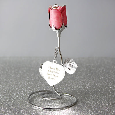 Personalised Free Text Pink Rose Bud Ornament - Shop Personalised Gifts