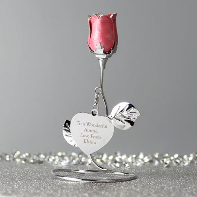 Personalised Free Text Pink Rose Bud Ornament - Shop Personalised Gifts