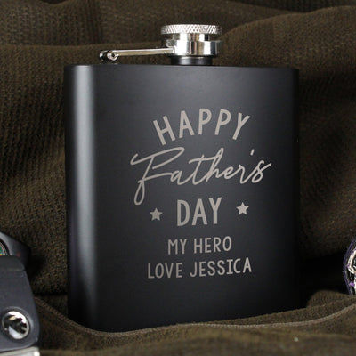 Personalised Father's Day Black Stainless Steel Hip Flask - Shop Personalised Gifts