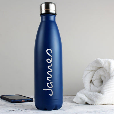 Personalised Name Only Island Blue Metal Insulated Drinks Bottle - Shop Personalised Gifts