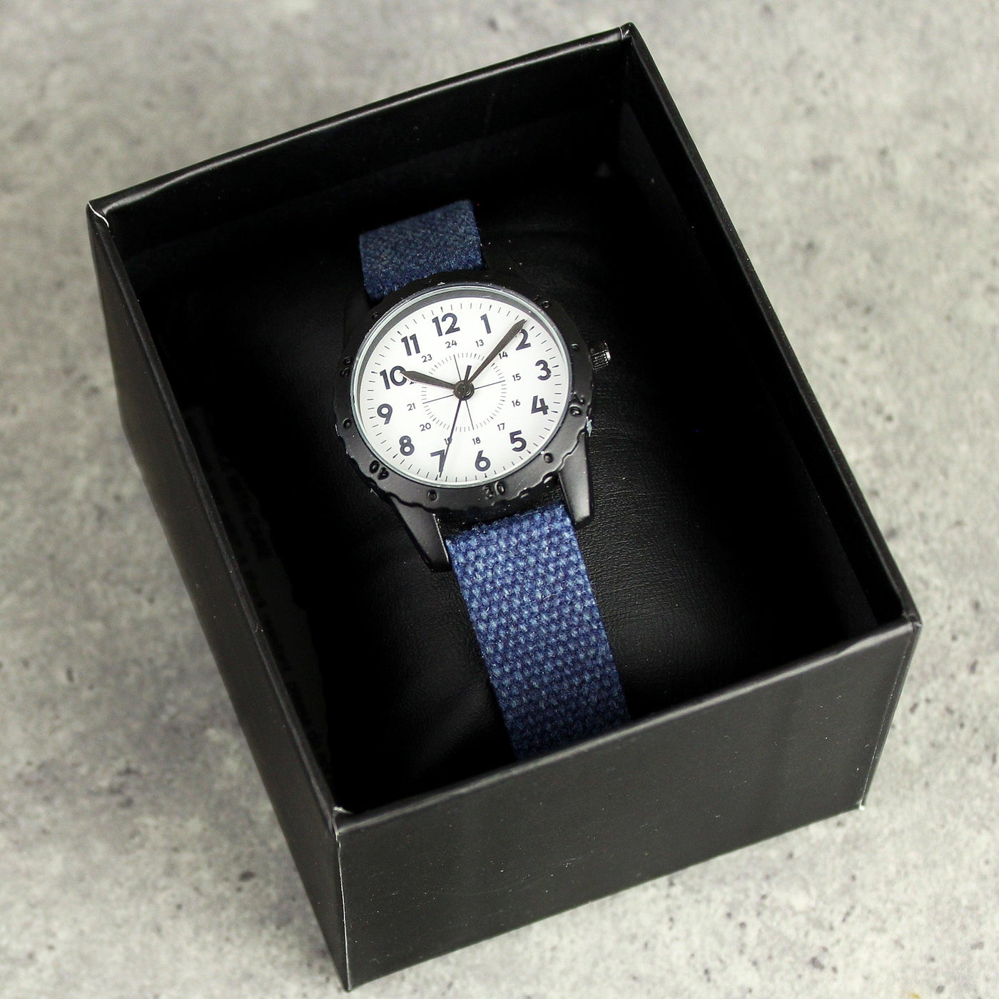 Personalised Black with Blue Canvas Strap Boys Watch - Shop Personalised Gifts