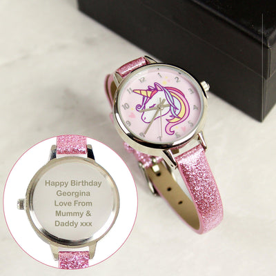 Personalised Unicorn with Pink Glitter Strap Girls Watch - Shop Personalised Gifts