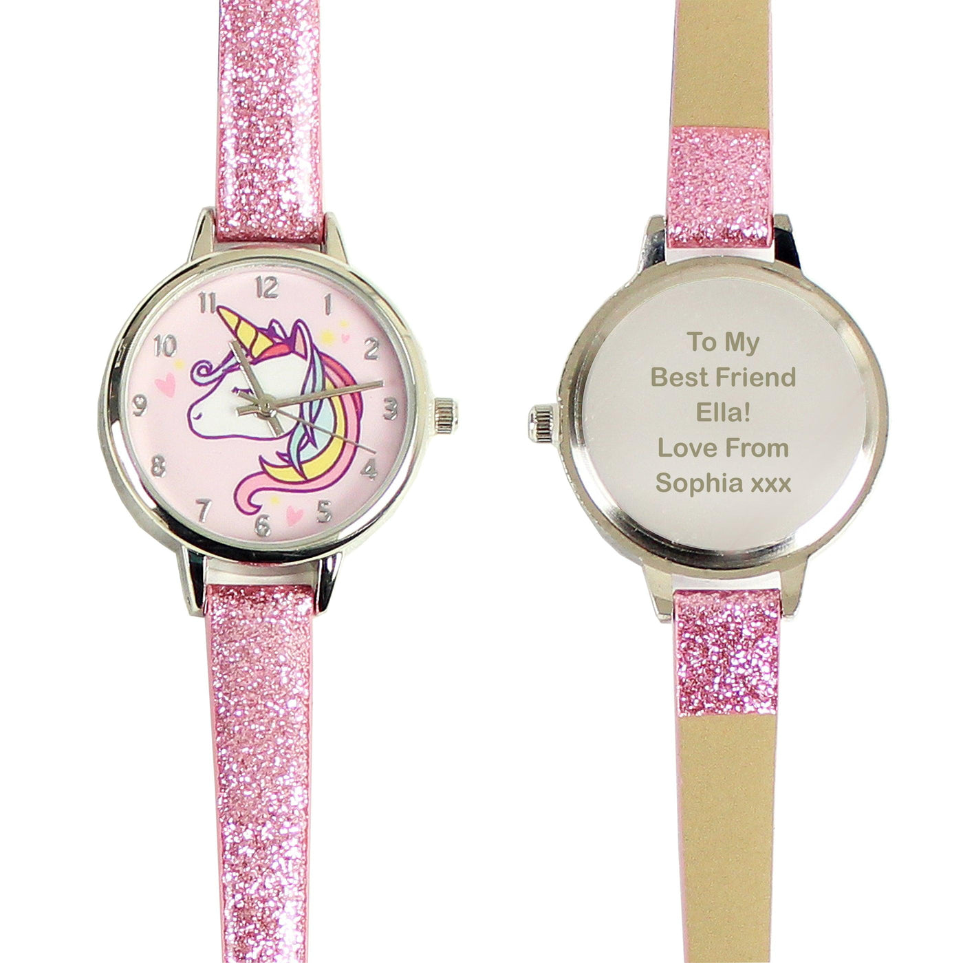 Personalised Unicorn with Pink Glitter Strap Girls Watch - Shop Personalised Gifts