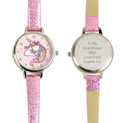 Personalised Unicorn with Pink Glitter Strap Girls Watch - Shop Personalised Gifts