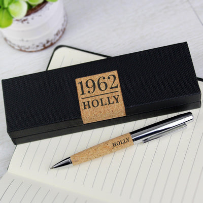Personalised Large Date & Name Cork Pen Set - Shop Personalised Gifts