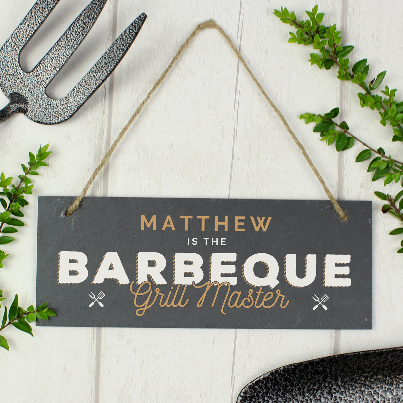 Personalised "Barbeque Grill Master" Printed Hanging Slate Plaque - Shop Personalised Gifts