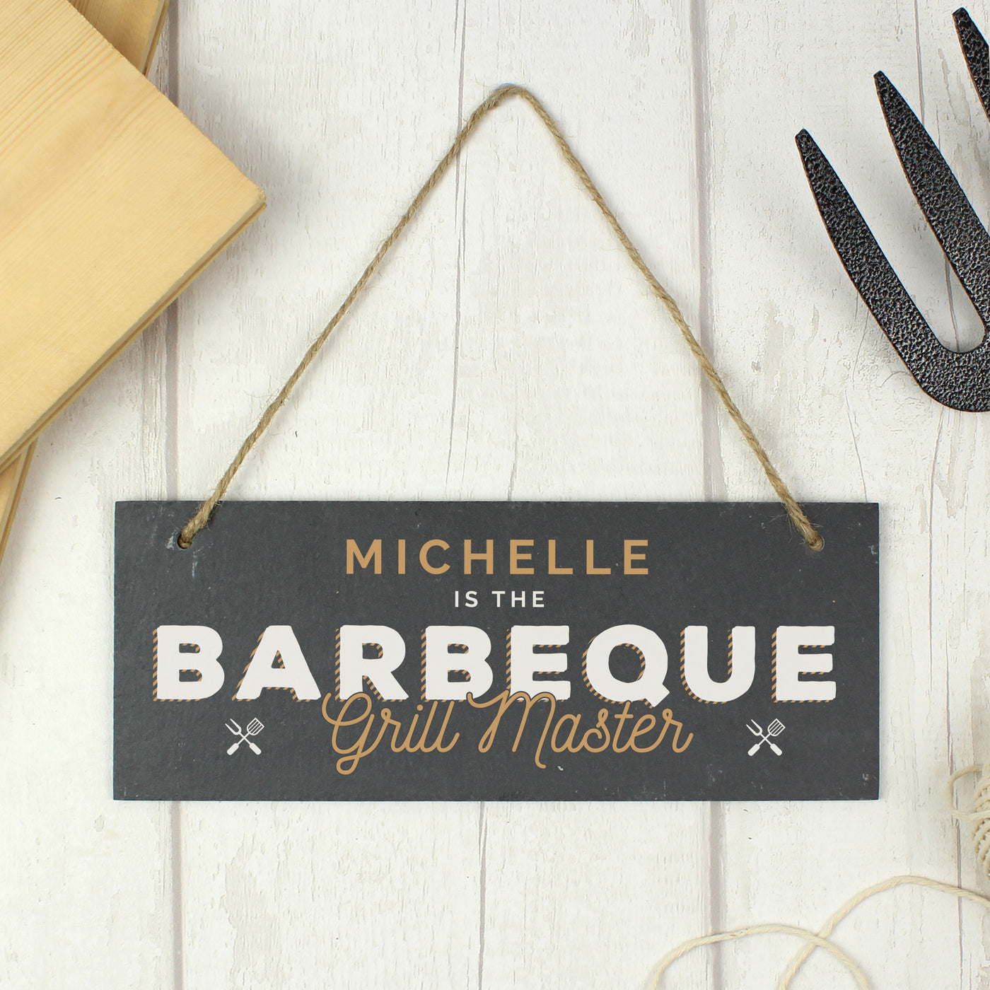 Personalised "Barbeque Grill Master" Printed Hanging Slate Plaque - Shop Personalised Gifts