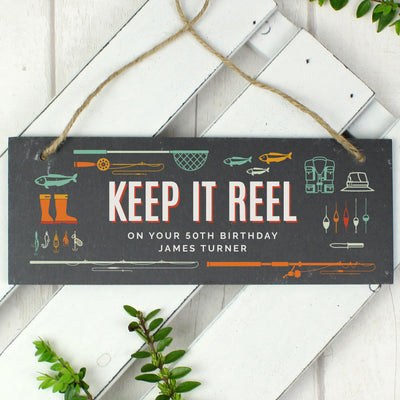 Personalised "Keep It Reel" Printed Hanging Slate Plaque - Shop Personalised Gifts