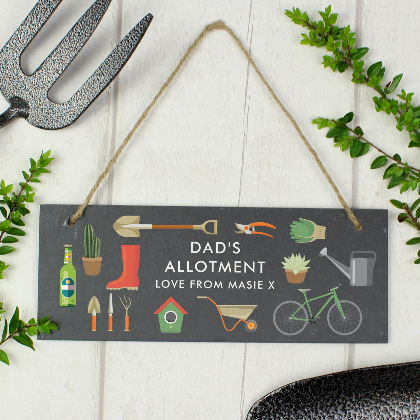 Personalised Garden Printed Hanging Slate Plaque - Shop Personalised Gifts