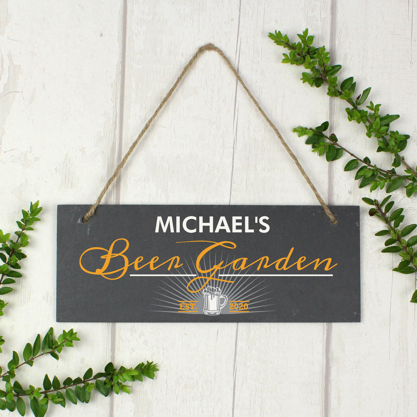 Personalised "Beer Garden" Printed Hanging Slate Plaque - Shop Personalised Gifts