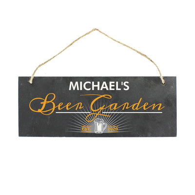 Personalised "Beer Garden" Printed Hanging Slate Plaque - Shop Personalised Gifts