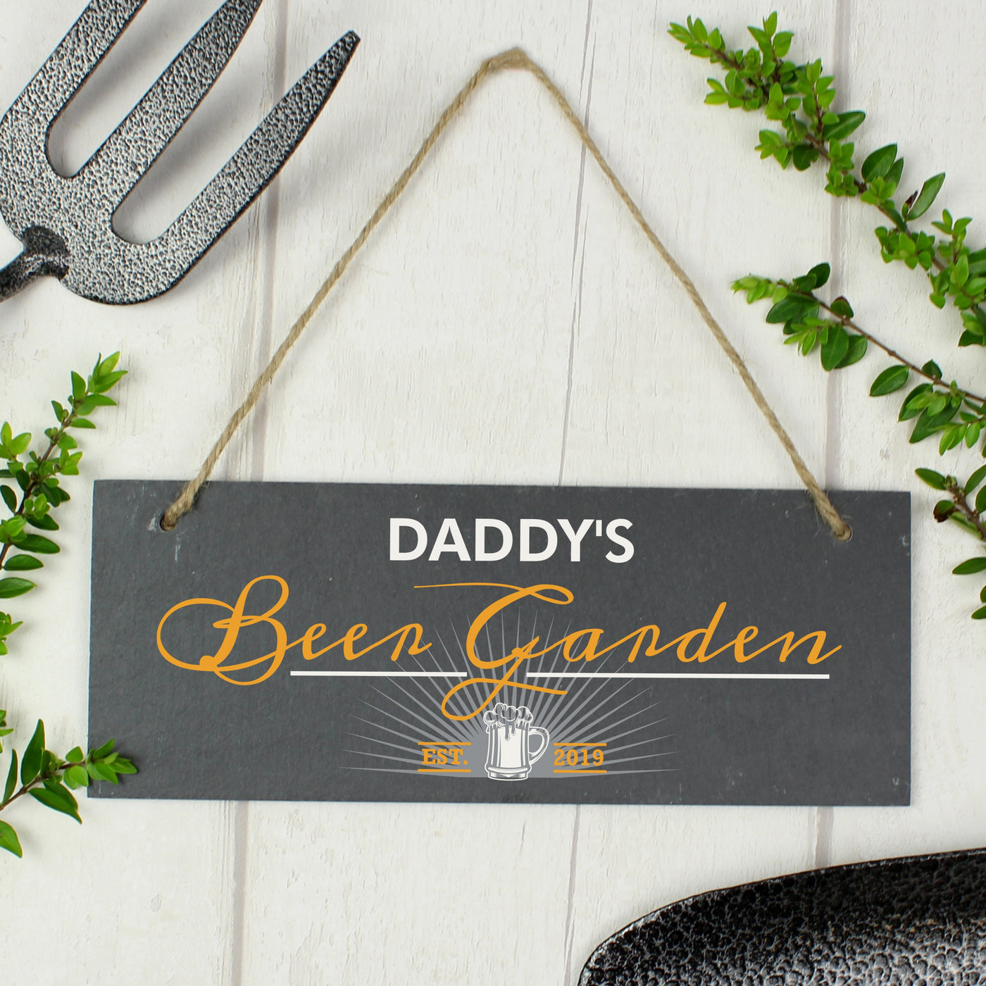 Personalised "Beer Garden" Printed Hanging Slate Plaque - Shop Personalised Gifts