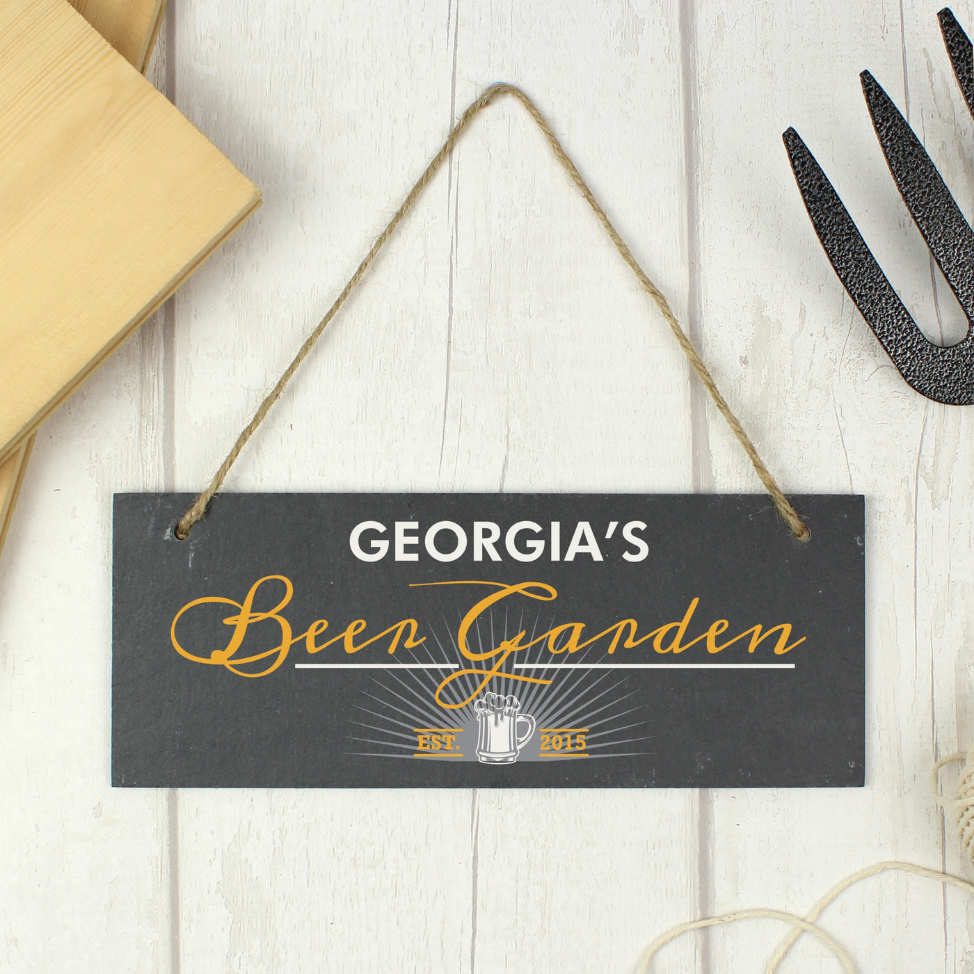 Personalised "Beer Garden" Printed Hanging Slate Plaque - Shop Personalised Gifts