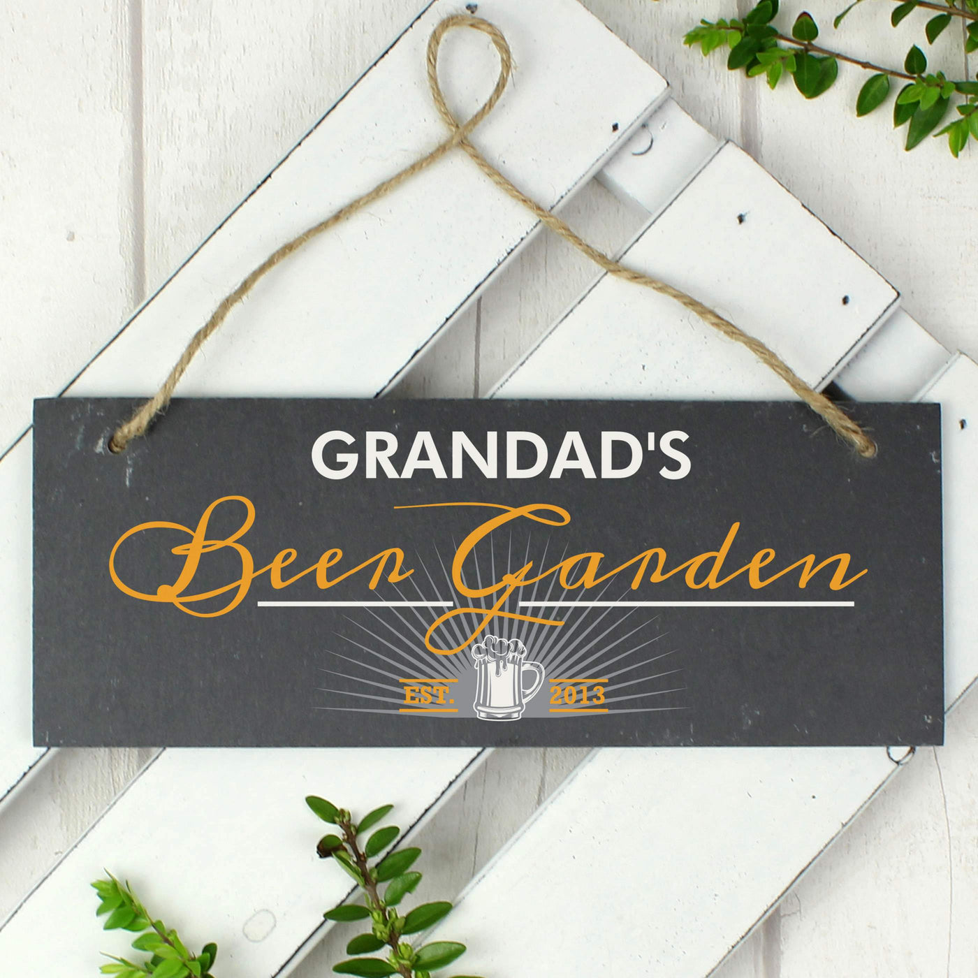 Personalised "Beer Garden" Printed Hanging Slate Plaque - Shop Personalised Gifts