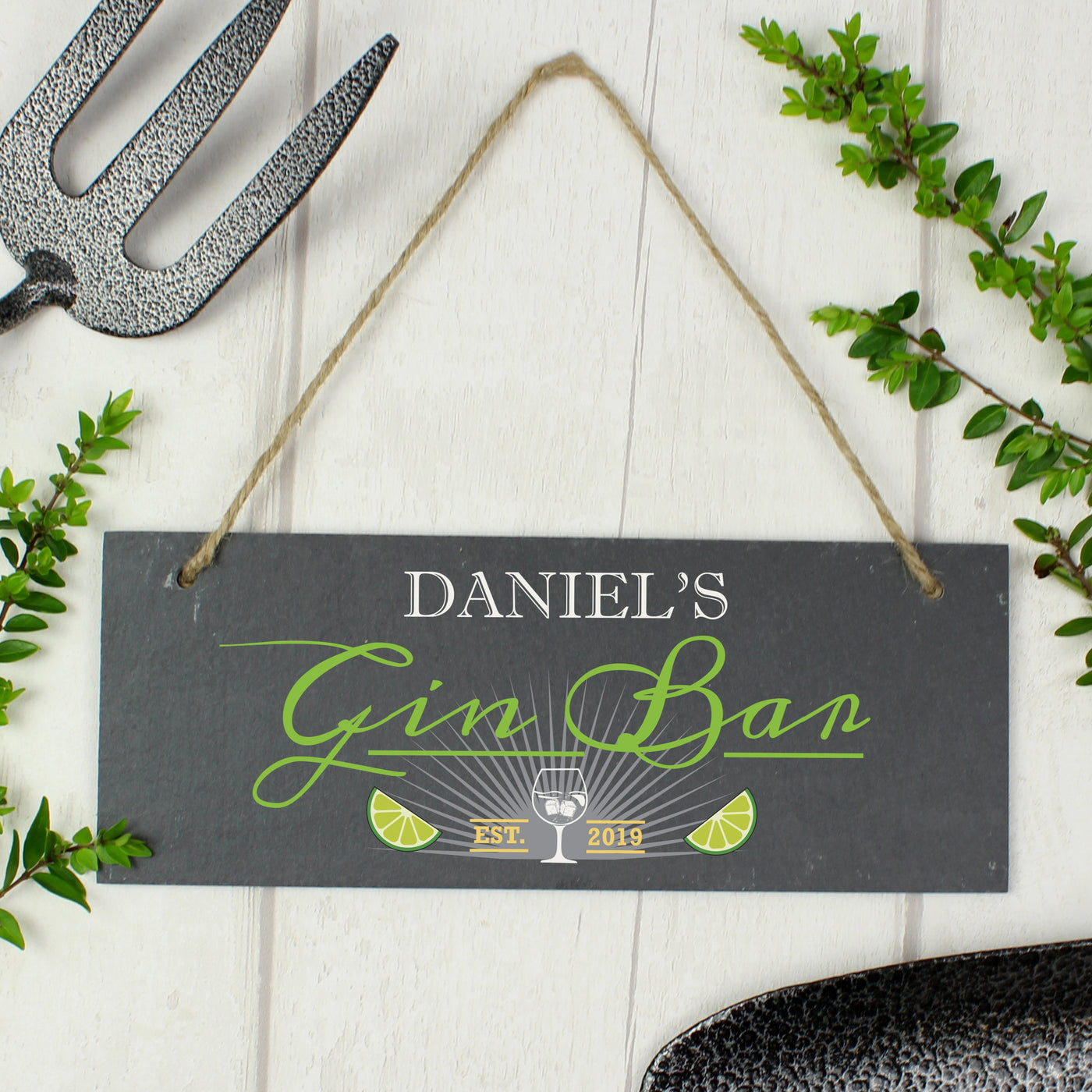 Personalised "Gin Bar" Printed Hanging Slate Plaque - Shop Personalised Gifts