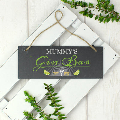 Personalised "Gin Bar" Printed Hanging Slate Plaque - Shop Personalised Gifts